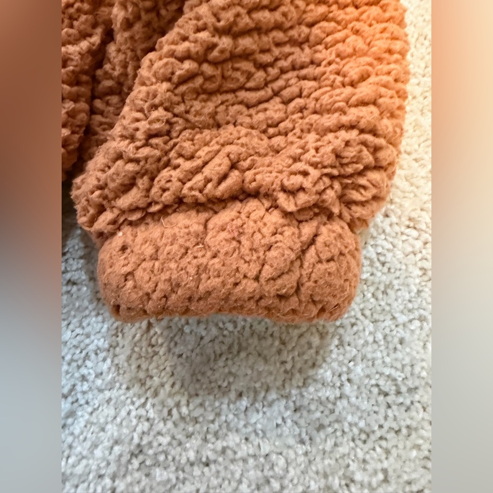 Urban Outfitters Orange Teddy Crop Zip Up Jacket Size Small - Picture 8 of 9